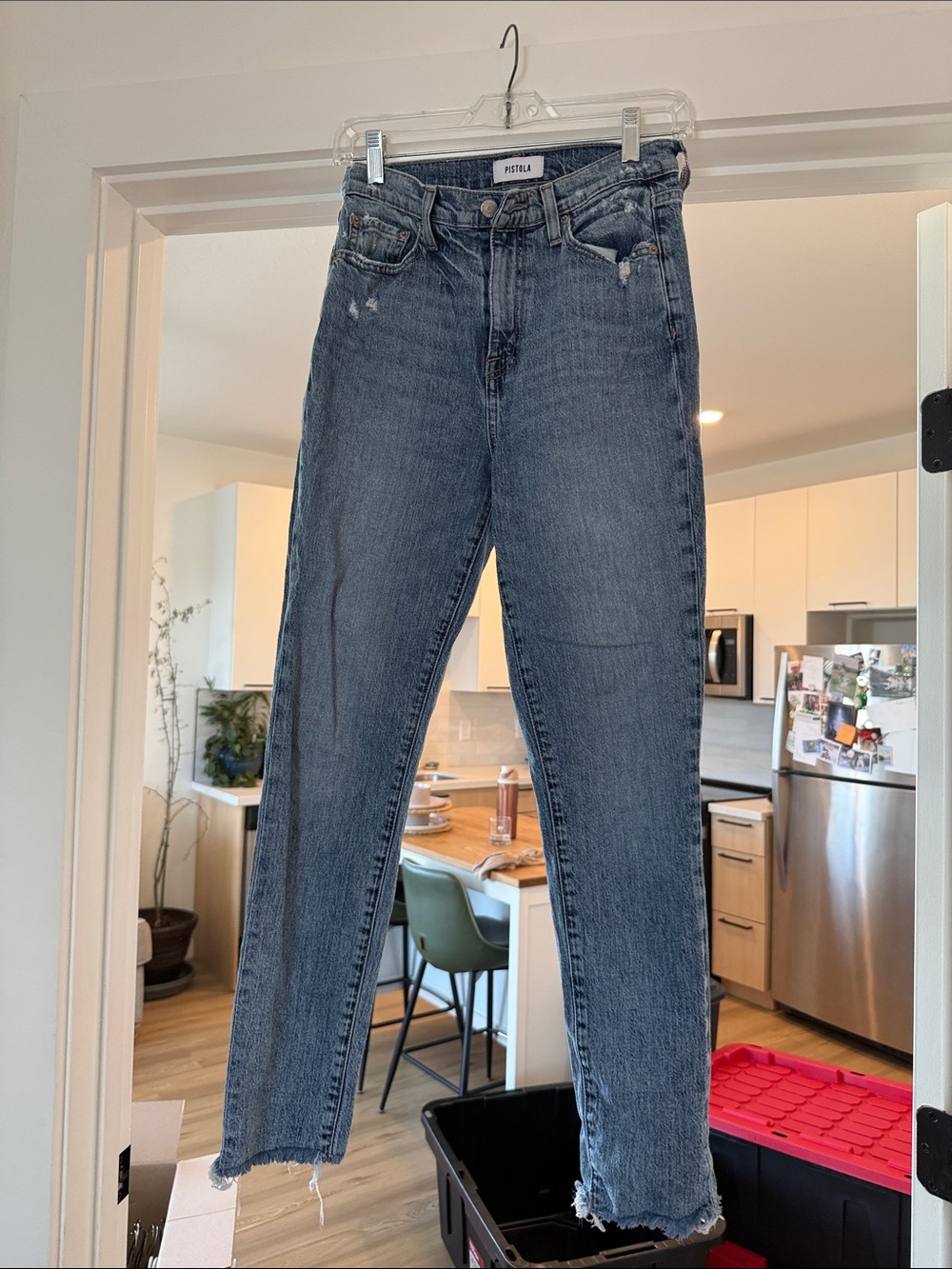 pistola Straight Leg Jeans in Mid Wash Blue